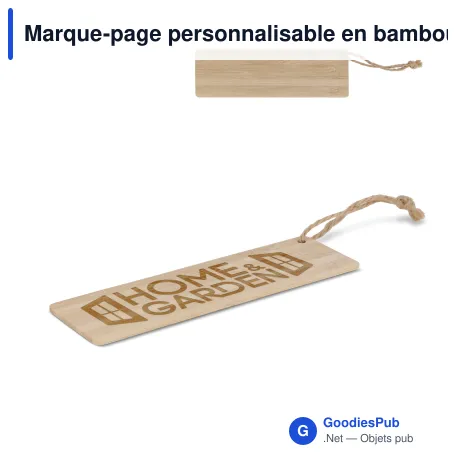 Marque-page personnalisable en bambou naturel avec logo - Signet bambou