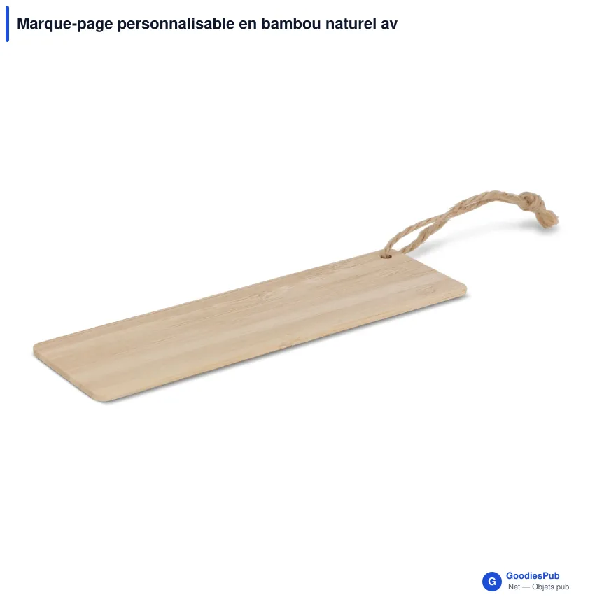 Marque-page personnalisable en bambou naturel avec logo - Signet bambou - Image 2