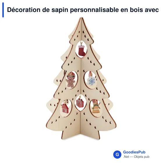 Décoration de sapin personnalisable en bois avec logo - SILUETA - Image 1