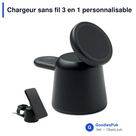 Chargeur sans fil 3 en 1 personnalisable avec logo - SIMPA