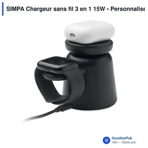 Chargeur sans fil 3 en 1 personnalisable avec logo - SIMPA - Image 2