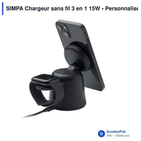 Chargeur sans fil 3 en 1 personnalisable avec logo - SIMPA - Image 3