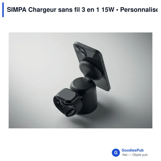 Chargeur sans fil 3 en 1 personnalisable avec logo - SIMPA - Image 5