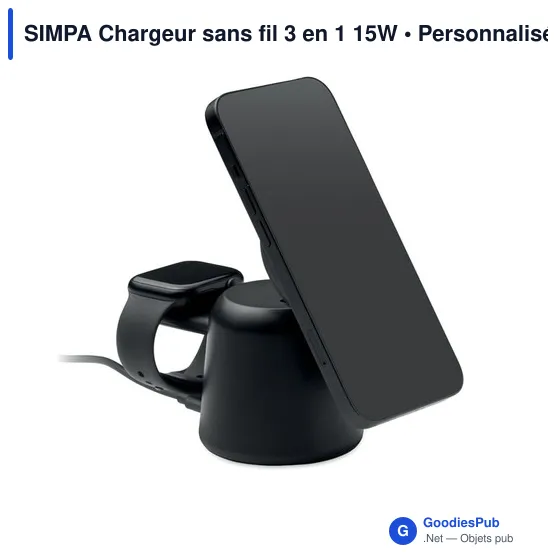 Chargeur sans fil 3 en 1 personnalisable avec logo - SIMPA - Image 10