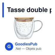 Tasse double paroi en verre personnalisable avec logo - SION - Miniature 1
