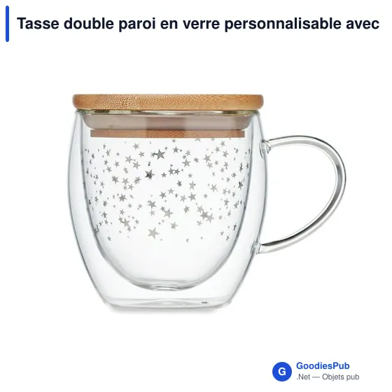 Tasse double paroi en verre personnalisable avec logo - SION - Image 2
