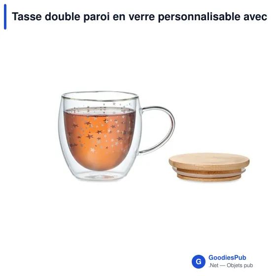 Tasse double paroi en verre personnalisable avec logo - SION - Image 3