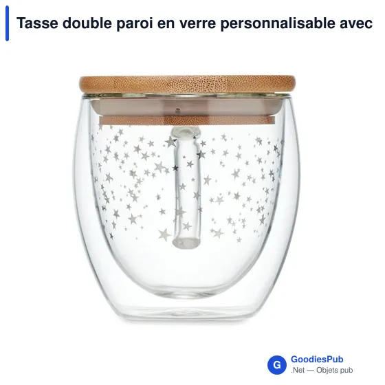 Tasse double paroi en verre personnalisable avec logo - SION - Image 4