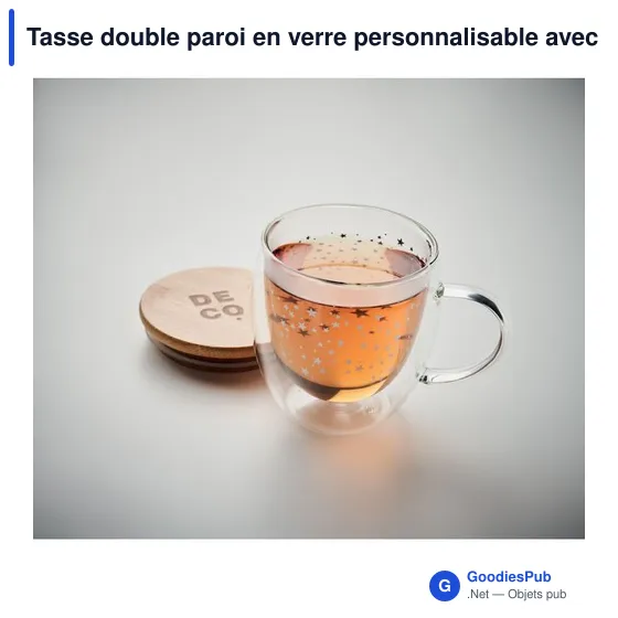 Tasse double paroi en verre personnalisable avec logo - SION - Image 6