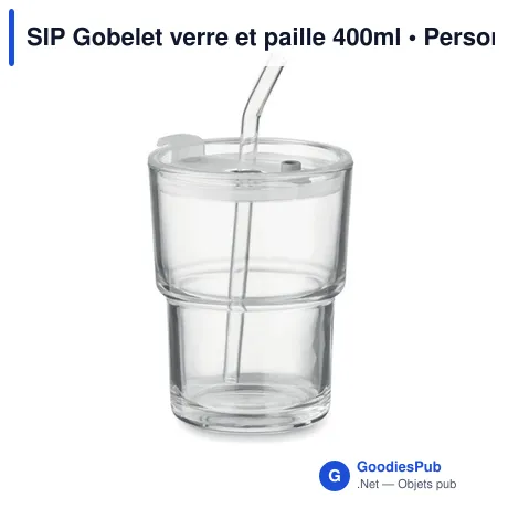 SIP Gobelet verre et paille 400ml