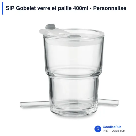 SIP Gobelet verre et paille 400ml - Image 2