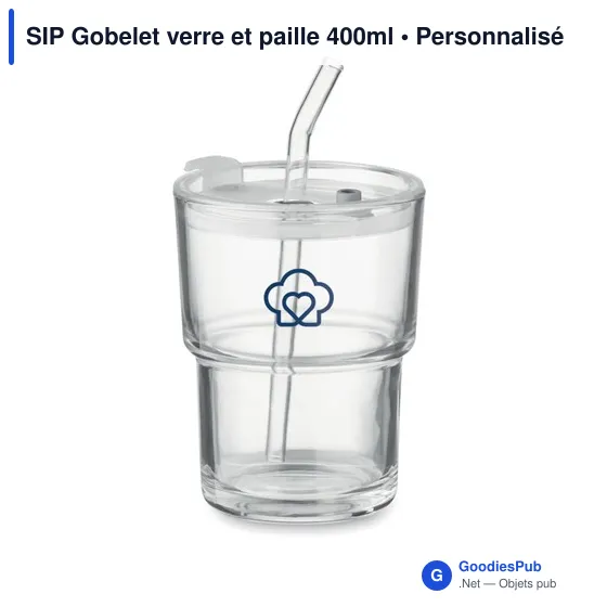 SIP Gobelet verre et paille 400ml - Image 5
