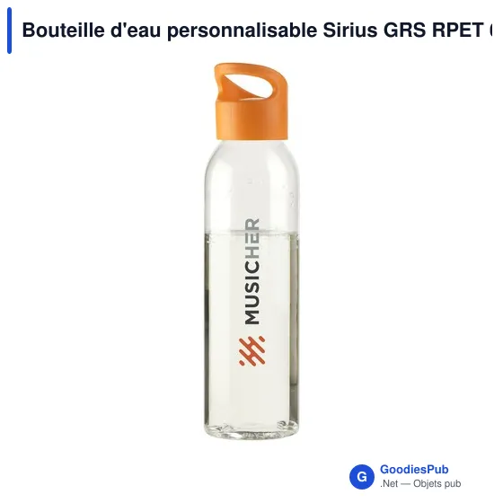 Bouteille d'eau personnalisable Sirius GRS RPET 650 ml avec logo - Image 2