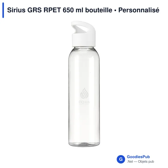 Bouteille d'eau personnalisable Sirius GRS RPET 650 ml avec logo - Image 4