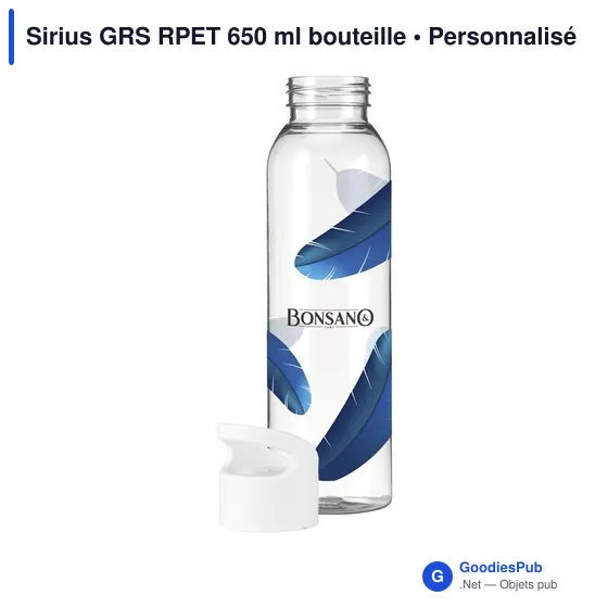 Bouteille d'eau personnalisable Sirius GRS RPET 650 ml avec logo - Image 5