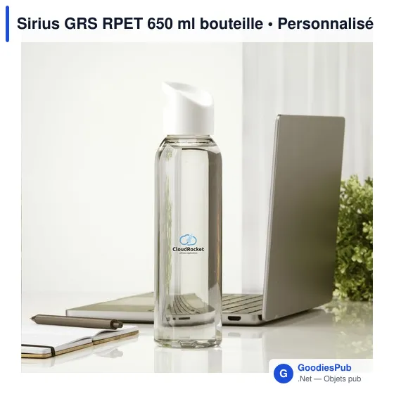 Bouteille d'eau personnalisable Sirius GRS RPET 650 ml avec logo - Image 6