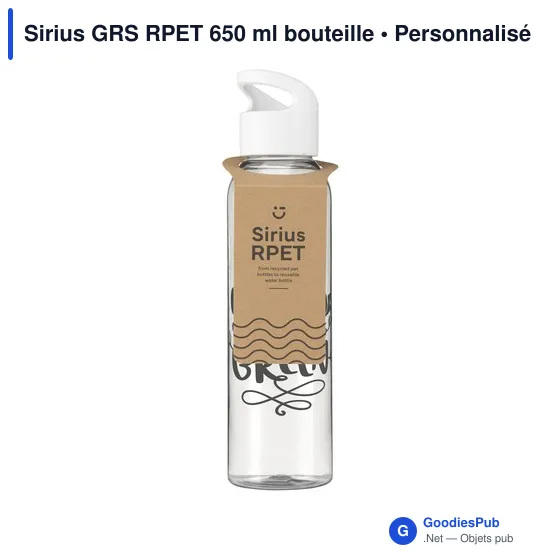 Bouteille d'eau personnalisable Sirius GRS RPET 650 ml avec logo - Image 8