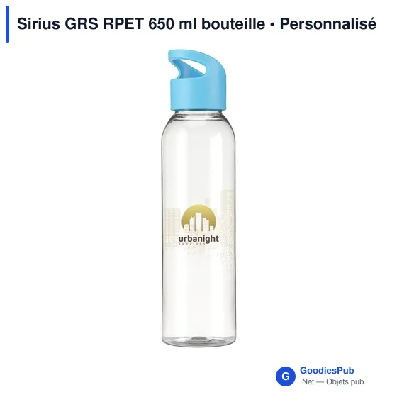 Bouteille d'eau personnalisable Sirius GRS RPET 650 ml avec logo - Image 9