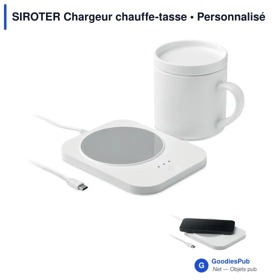 Chargeur chauffe-tasse personnalisable SIROTER avec logo - Image 1