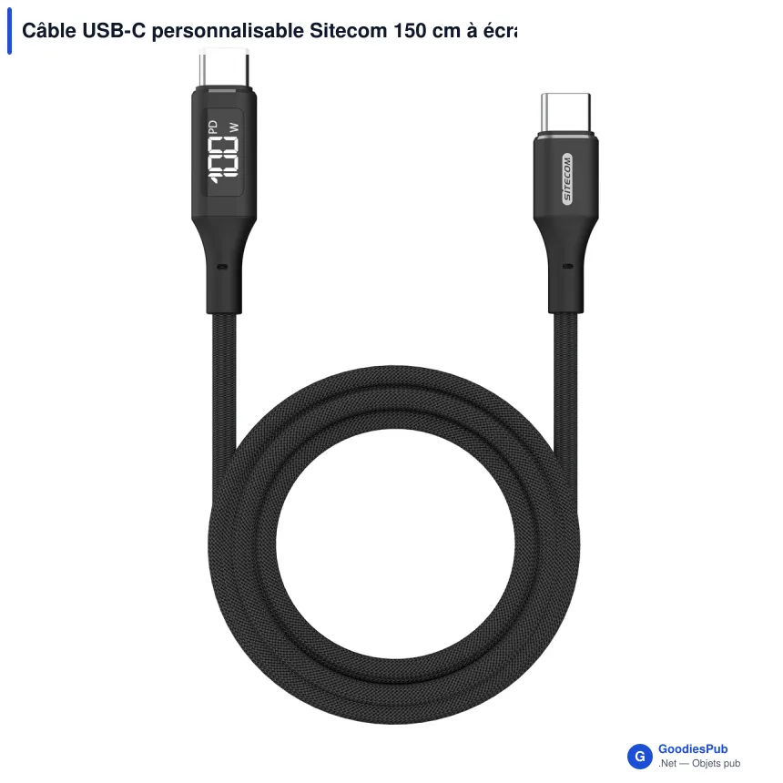 Câble USB-C personnalisable Sitecom 150 cm à écran LED avec logo - CA-1005 - Image 2