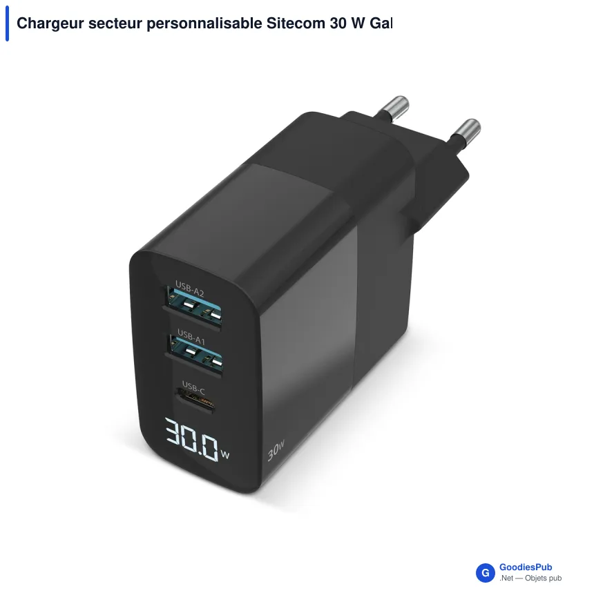 Chargeur secteur personnalisable Sitecom 30 W GaN avec logo - CH-1001 - Image 2