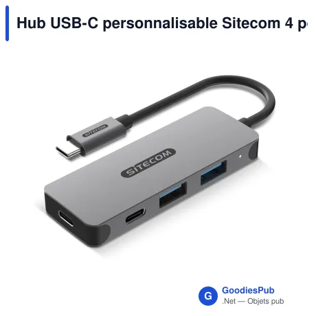 Hub USB-C personnalisable Sitecom 4 ports avec logo - CN-5010