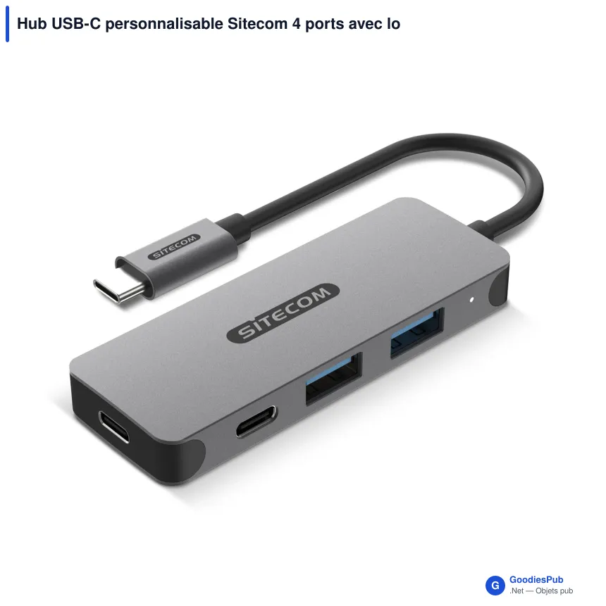 Hub USB-C personnalisable Sitecom 4 ports avec logo - CN-5010 - Image 2