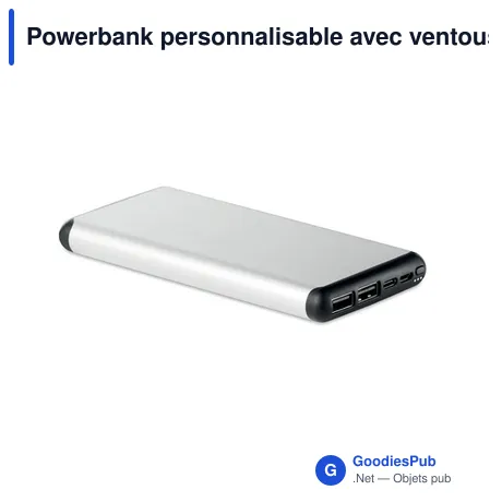 Powerbank personnalisable avec ventouse pour logo entreprise