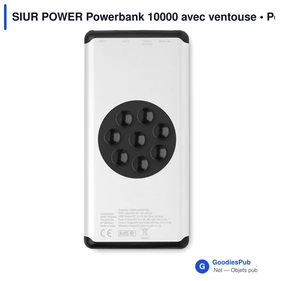 Powerbank personnalisable avec ventouse pour logo entreprise - Image 2