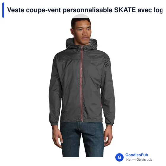 Veste coupe-vent personnalisable SKATE avec logo - Image 9