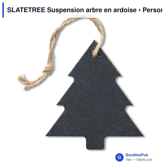 Suspension en ardoise personnalisable en forme d'arbre avec logo - Image 1
