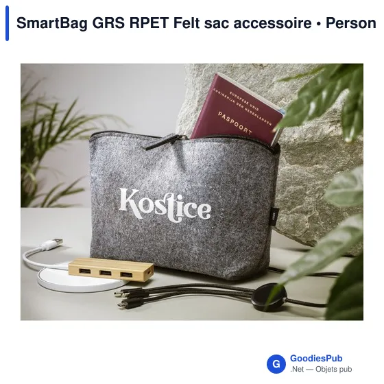 Pochette accessoire personnalisable SmartBag GRS RPET Felt avec logo - Image 6