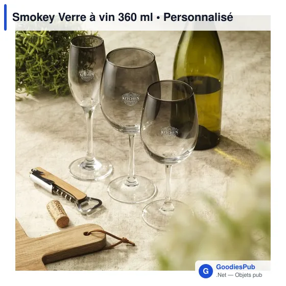 Verre à vin personnalisable Smokey avec logo - 360 ml - Image 1