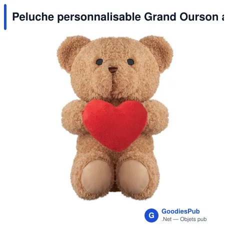 Peluche personnalisable Grand Ourson avec cœur - SNUGGLEavec logo