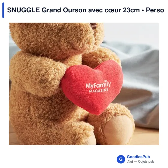 Peluche personnalisable Grand Ourson avec cœur - SNUGGLEavec logo - Image 3