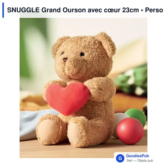 Peluche personnalisable Grand Ourson avec cœur - SNUGGLEavec logo - Image 4