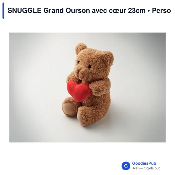 Peluche personnalisable Grand Ourson avec cœur - SNUGGLEavec logo - Image 5