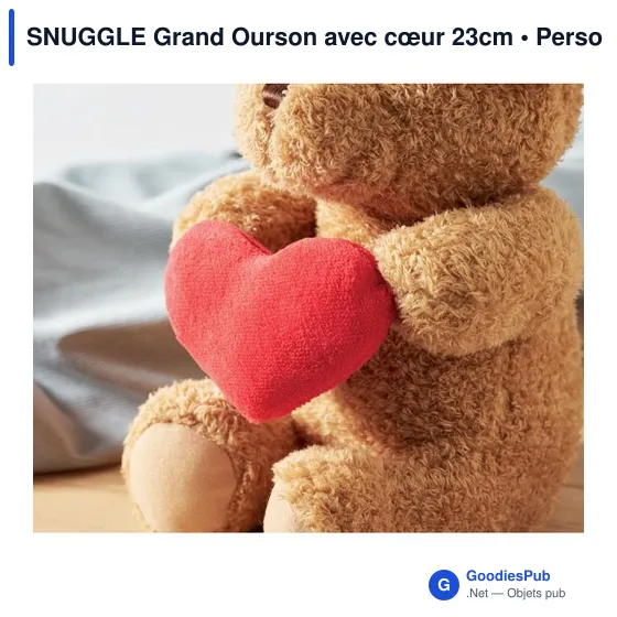 Peluche personnalisable Grand Ourson avec cœur - SNUGGLEavec logo - Image 6