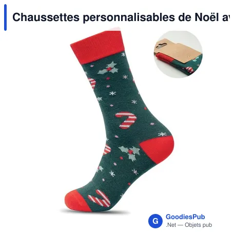 Chaussettes personnalisables de Noël avec logo - SOC LARGE