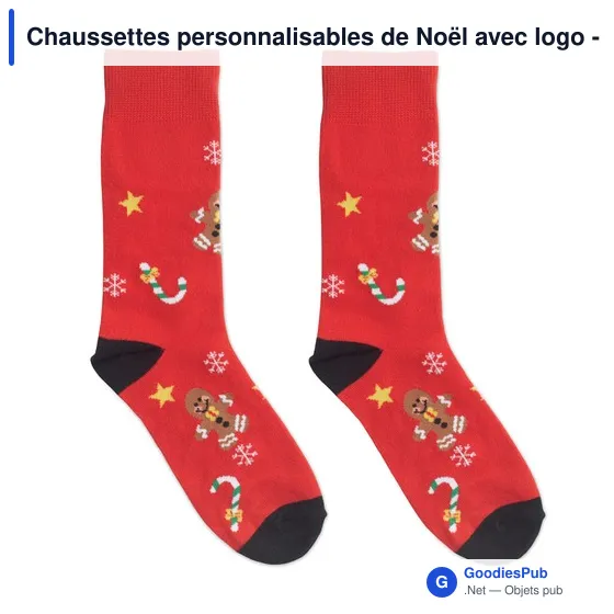 Chaussettes personnalisables de Noël avec logo - SOC LARGE - Image 11