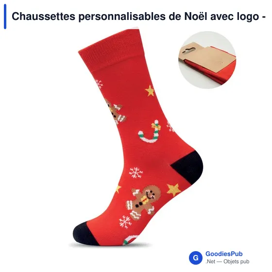 Chaussettes personnalisables de Noël avec logo - SOC LARGE - Image 8