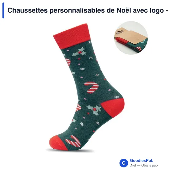 Chaussettes personnalisables de Noël avec logo - SOC MEDIUM - Image 1