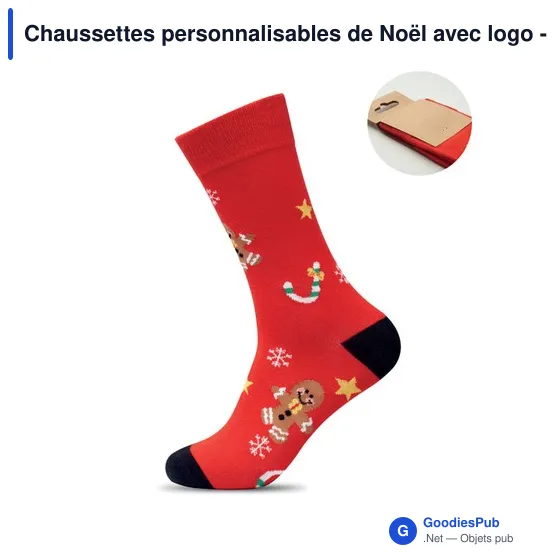 Chaussettes personnalisables de Noël avec logo - SOC MEDIUM - Image 6