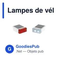 Lampes de vélo personnalisables Solar Bikelight avec logo - Miniature 1