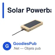 Chargeur externe personnalisable Solar Powerbank 8000+ avec logo - Miniature 1