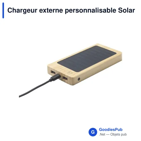 Chargeur externe personnalisable Solar Powerbank 8000+ avec logo