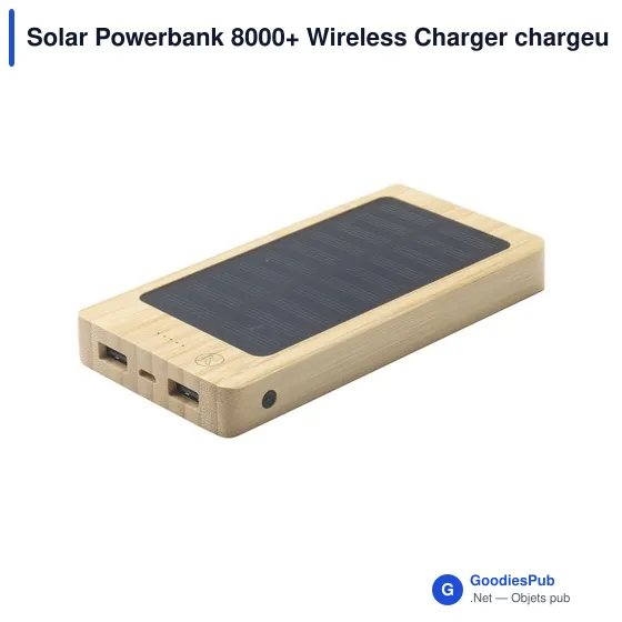 Chargeur externe personnalisable Solar Powerbank 8000+ avec logo - Image 2