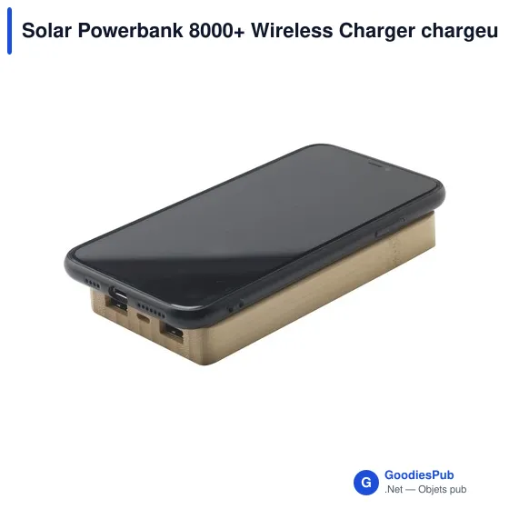 Chargeur externe personnalisable Solar Powerbank 8000+ avec logo - Image 3