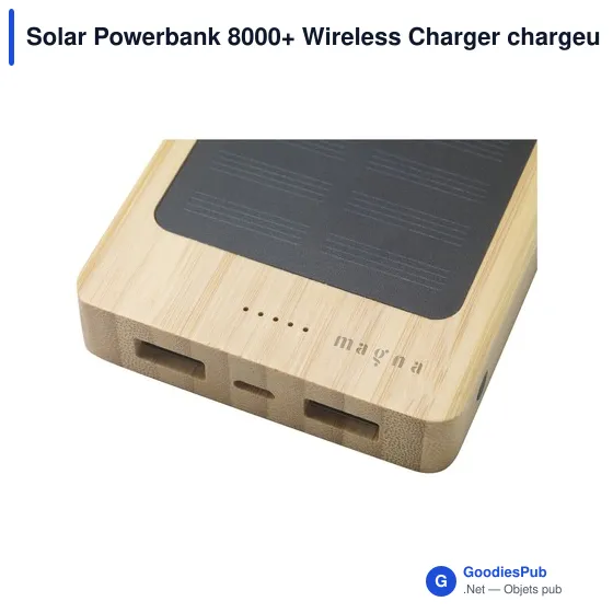 Chargeur externe personnalisable Solar Powerbank 8000+ avec logo - Image 4