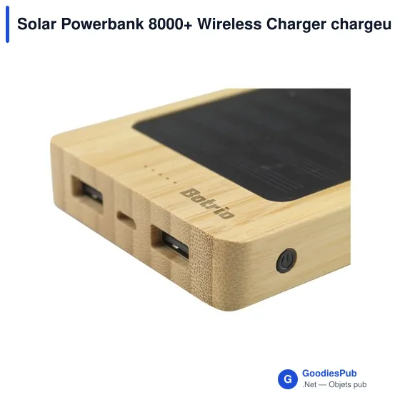 Chargeur externe personnalisable Solar Powerbank 8000+ avec logo - Image 6